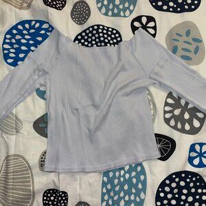 brandy melville pale blue long sleeve off shoulder top